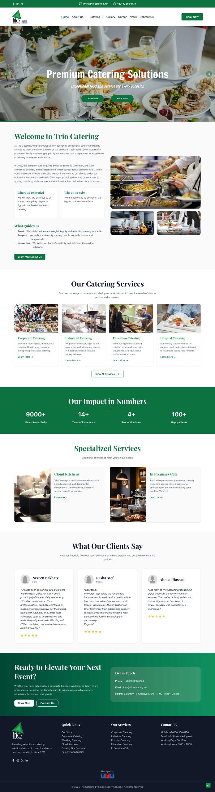 معاينة مشروع موقع Trio Catering