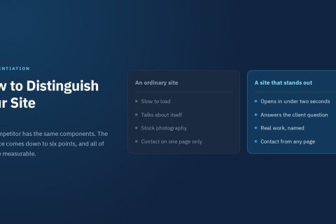 An ordinary site next to one that stands out, showing how to distinguish your site