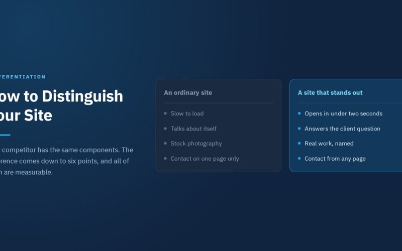 An ordinary site next to one that stands out, showing how to distinguish your site