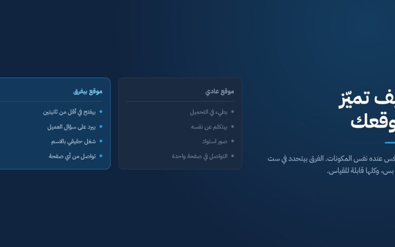 مقارنة بين موقع عادي وموقع بيفرق توضح كيف تميز موقعك عن المنافسين