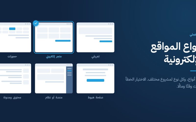 الأنواع الستة من أنواع المواقع الإلكترونية معروضة كتخطيطات مبسطة