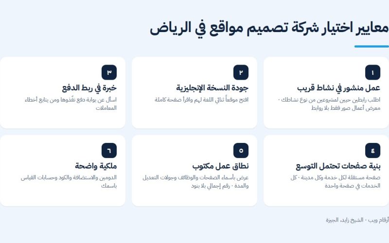 معايير اختيار شركة تصميم مواقع في الرياض