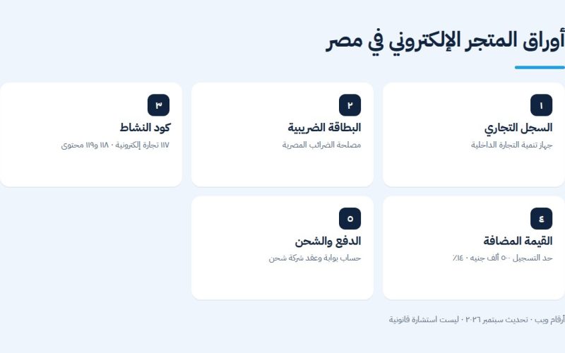 أوراق المتجر الإلكتروني في مصر: السجل التجاري والبطاقة الضريبية