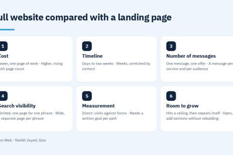 Full website compared with a landing page