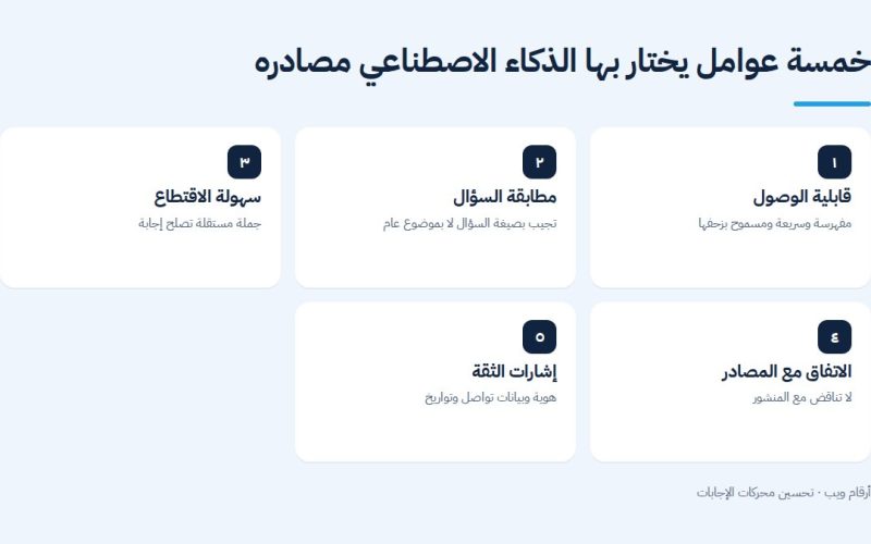 خمسة عوامل يختار بها الذكاء الاصطناعي المصادر