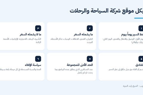 هيكل موقع شركة السياحة والرحلات