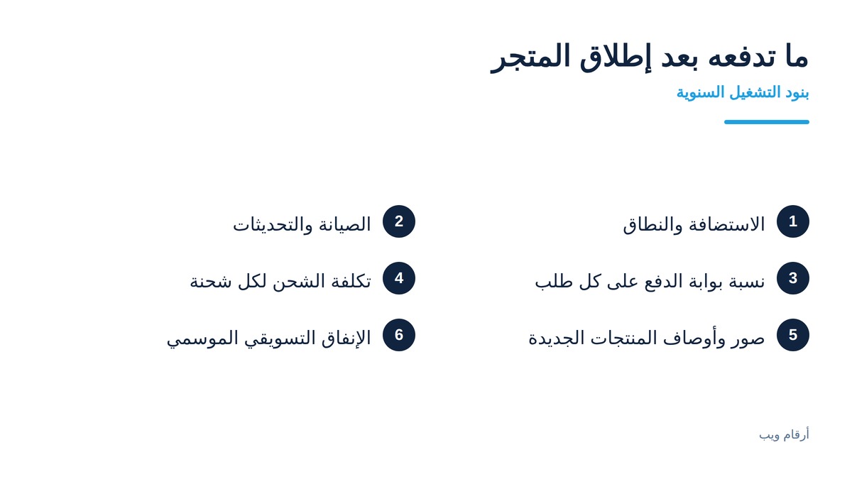 التكاليف المتكررة بعد الإطلاق ضمن تكلفة تصميم متجر إلكتروني