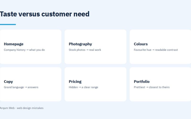 Web design mistakes: taste versus customer need